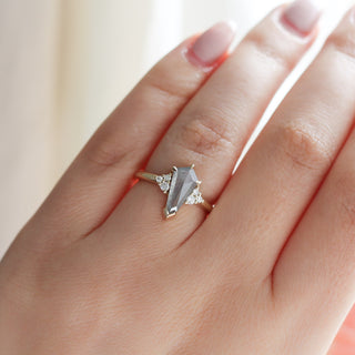 1.65ct Glacier Shield Salt & Pepper Diamond Ring - ready to ship - Yuliya Chorna Jewellery