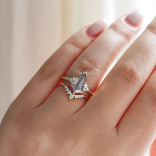 1.65ct Glacier Shield Salt & Pepper Diamond Ring - ready to ship - Yuliya Chorna Jewellery