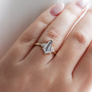 1.65ct Glacier Shield Salt & Pepper Diamond Ring - ready to ship - Yuliya Chorna Jewellery