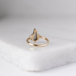 1.65ct Glacier Shield Salt & Pepper Diamond Ring - ready to ship - Yuliya Chorna Jewellery