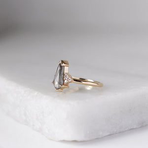 1.65ct Glacier Shield Salt & Pepper Diamond Ring - ready to ship - Yuliya Chorna Jewellery