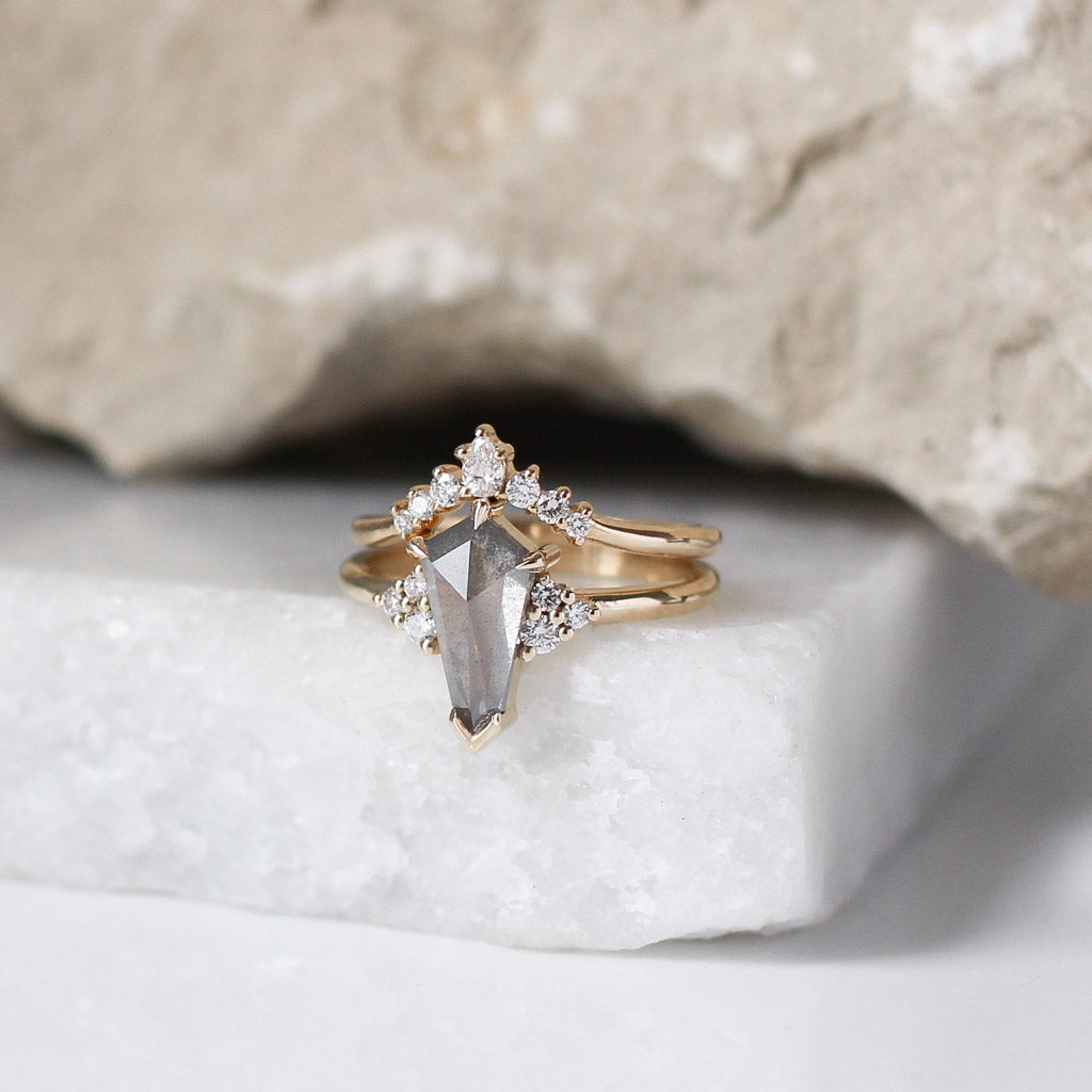 Glacier Shield Salt & Pepper Diamond Ring - Yuliya Chorna Jewellery