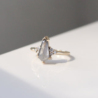 1.65ct Glacier Shield Salt & Pepper Diamond Ring - ready to ship - Yuliya Chorna Jewellery