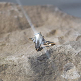 1.65ct Glacier Shield Salt & Pepper Diamond Ring - ready to ship - Yuliya Chorna Jewellery