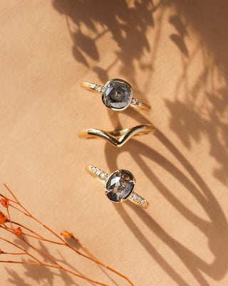 1.25ct Allo Salt & Pepper Cushion Cut Diamond Ring - ready to ship - Yuliya Chorna Jewellery