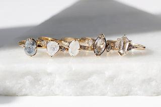 Around The World - Fancy White Oval Diamond Ring - ready to ship - Yuliya Chorna Jewellery