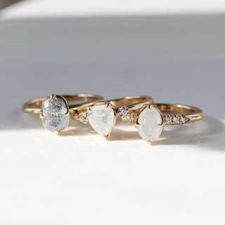 Around The World - Fancy White Oval Diamond Ring - ready to ship - Yuliya Chorna Jewellery