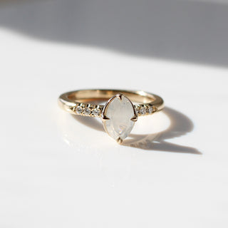 Around The World - Fancy White Oval Diamond Ring - ready to ship - Yuliya Chorna Jewellery