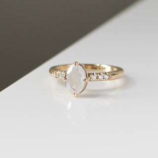 Around The World - Fancy White Oval Diamond Ring - ready to ship - Yuliya Chorna Jewellery