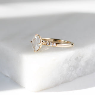 Around The World - Fancy White Oval Diamond Ring - ready to ship - Yuliya Chorna Jewellery