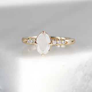 Around The World - Fancy White Oval Diamond Ring - ready to ship - Yuliya Chorna Jewellery