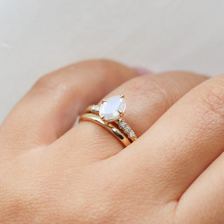 Around The World - Fancy White Oval Diamond Ring - ready to ship - Yuliya Chorna Jewellery
