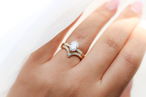 Around The World - Fancy White Oval Diamond Ring - ready to ship - Yuliya Chorna Jewellery