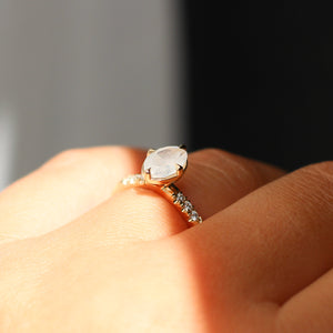 Around The World - Fancy White Oval Diamond Ring - ready to ship - Yuliya Chorna Jewellery