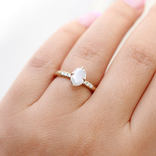 Around The World - Fancy White Oval Diamond Ring - ready to ship - Yuliya Chorna Jewellery