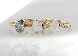 Around The World - Salt & Pepper Oval Diamond Ring - ready to ship - Yuliya Chorna Jewellery