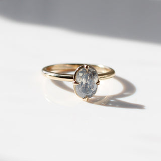 Around The World - Salt & Pepper Oval Diamond Ring - ready to ship - Yuliya Chorna Jewellery