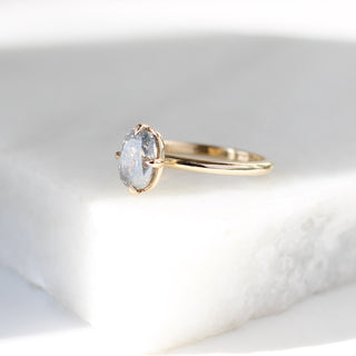 Around The World - Salt & Pepper Oval Diamond Ring - ready to ship - Yuliya Chorna Jewellery
