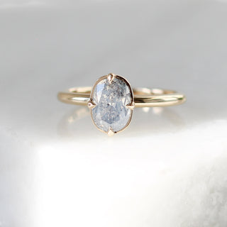 Around The World - Salt & Pepper Oval Diamond Ring - ready to ship - Yuliya Chorna Jewellery