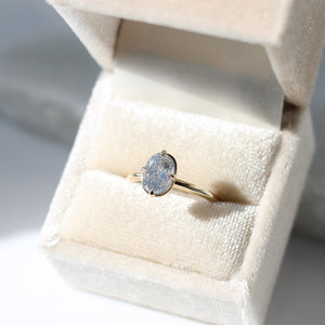 Around The World - Salt & Pepper Oval Diamond Ring - ready to ship - Yuliya Chorna Jewellery
