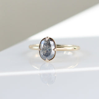 Around The World - Salt & Pepper Oval Diamond Ring - ready to ship - Yuliya Chorna Jewellery