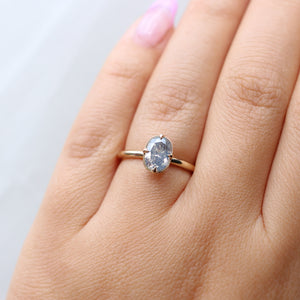 Around The World - Salt & Pepper Oval Diamond Ring - ready to ship - Yuliya Chorna Jewellery
