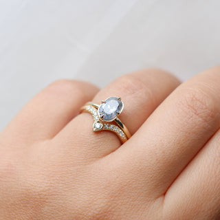 Around The World - Salt & Pepper Oval Diamond Ring - ready to ship - Yuliya Chorna Jewellery