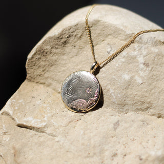 beach textured diamond necklace side view