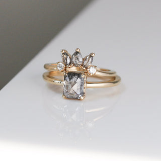 Bia Salt & Pepper Diamond Solitaire Ring - ready to ship - Yuliya Chorna Jewellery