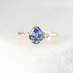 Blue Lagoon Pear Sapphire Ring - ready to ship - Yuliya Chorna Jewellery