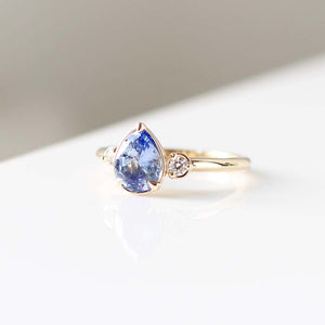 Blue Lagoon Pear Sapphire Ring - ready to ship - Yuliya Chorna Jewellery
