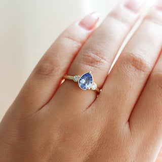 Blue Lagoon Pear Sapphire Ring - ready to ship - Yuliya Chorna Jewellery