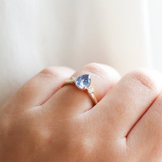 Blue Lagoon Pear Sapphire Ring - ready to ship - Yuliya Chorna Jewellery