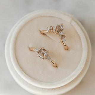 1.68ct Champagne Diamond Crown Wedding Set In Yellow Gold - Ready To Ship - Yuliya Chorna Jewellery