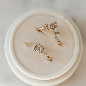 1.68ct Champagne Diamond Crown Wedding Set In Yellow Gold - Ready To Ship - Yuliya Chorna Jewellery