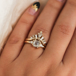 1.68ct Champagne Diamond Crown Wedding Set In Yellow Gold - Ready To Ship - Yuliya Chorna Jewellery