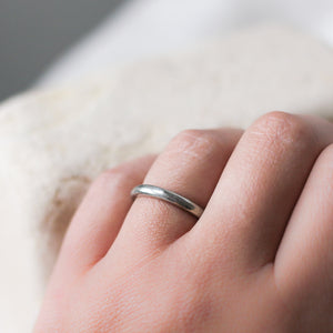 Classic Textured Thin Band in white gold on hand