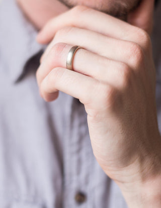 Classic Textured Wide Band in white gold on hand