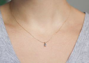 Emerald Cut Salt & Pepper Diamond Necklace worn on chain