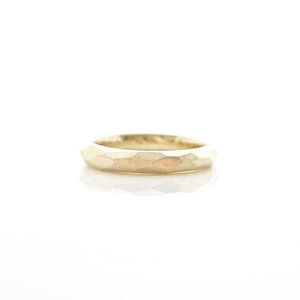 Faceted Textured Yellow Gold Ring