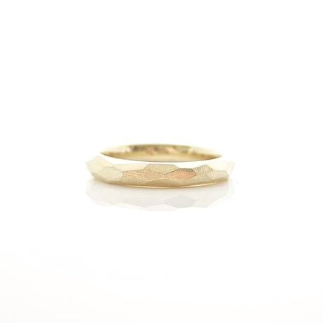 Faceted Textured Yellow Gold Ring