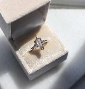 Glacier Shield Salt & Pepper Diamond Ring - ready to ship - Yuliya Chorna Jewellery