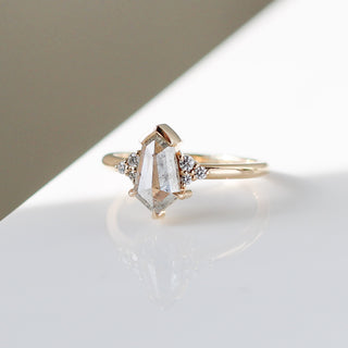 Glacier Icy Salt & Pepper Diamond Ring - ready to ship - Yuliya Chorna Jewellery