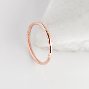Hammered Thin Gold Band side view