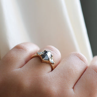 2.03ct Hexagon Black Diamond Ring - ready to ship - Yuliya Chorna Jewellery