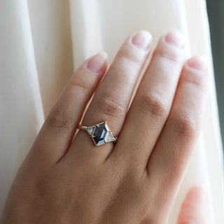 2.03ct Hexagon Black Diamond Ring - ready to ship - Yuliya Chorna Jewellery