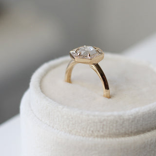 1ct Hexagon Diamond Halo Ring - Ready To Ship - Yuliya Chorna Jewellery