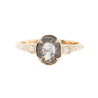 .95ct Black Iris Oval Rose Cut Diamond Ring - Yuliya Chorna Jewellery