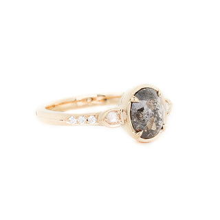 .95ct Black Iris Oval Rose Cut Diamond Ring - Yuliya Chorna Jewellery