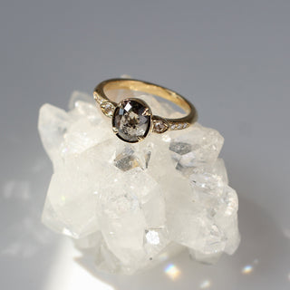 .95ct Black Iris Oval Rose Cut Diamond Ring - Yuliya Chorna Jewellery